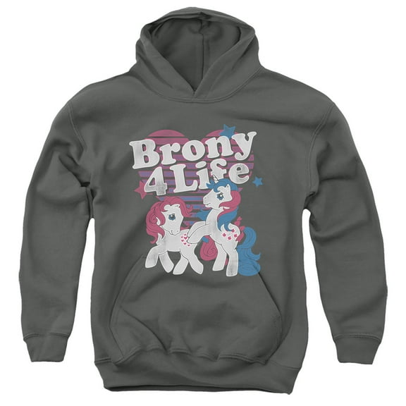 My Little Pony Retro Brony 4 Life Youth Pullover Hoodie Sweatshirt Charcoal