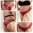 thumbnail image 2 of Cinvik Womens Sexy Lace Underwear Cross Strap Bikini with Cute Bow-Knot Panties, Seamless Lace Undies Size L, 2 of 6