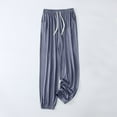 thumbnail image 2 of JJHGVB Pajama Pants Lounge Pants Women Women's Pajama Pants In Summer Thin Ruffled Home Pants Loose Cropped Pants Wide Leg Pants Woman Womens Casual Pants Dark Blue L, 2 of 9