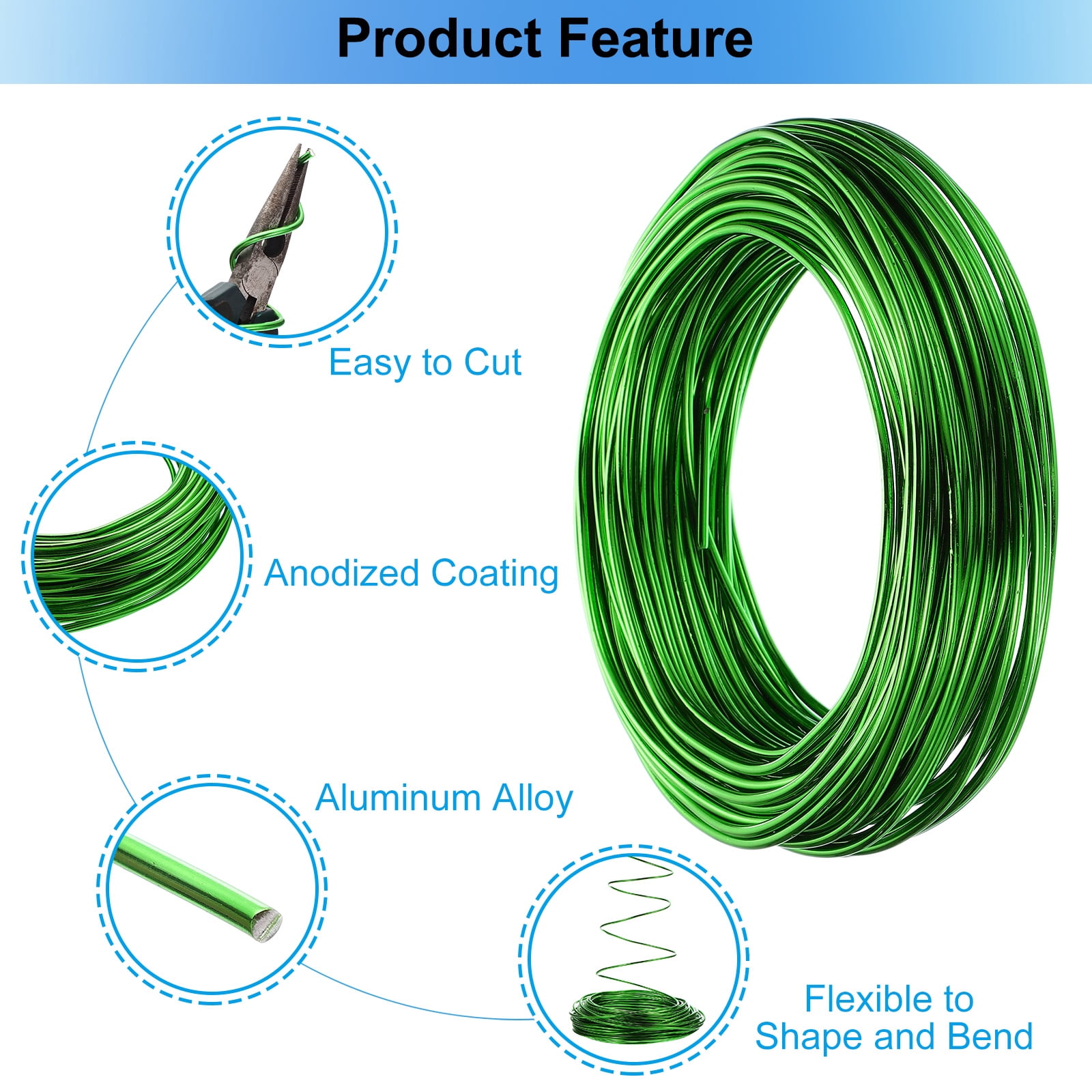 Uxcell 3.5mm Bonsai Training Wire, 1 Roll Floral Wire Stems 95.1 Feet Green