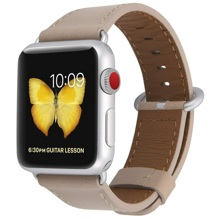 Vegan Leather Broad Square Checks Design Apple Watch Band for 38-40-41 mm Off-white Grey