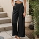 thumbnail image 2 of Pantalones de vestir de mujer de cintura alta y pierna ancha: pantalones informales de negocios con bolsillos, mezcla de poliéster y elastano, ropa de trabajo resistente a las arrugas, 2 of 5