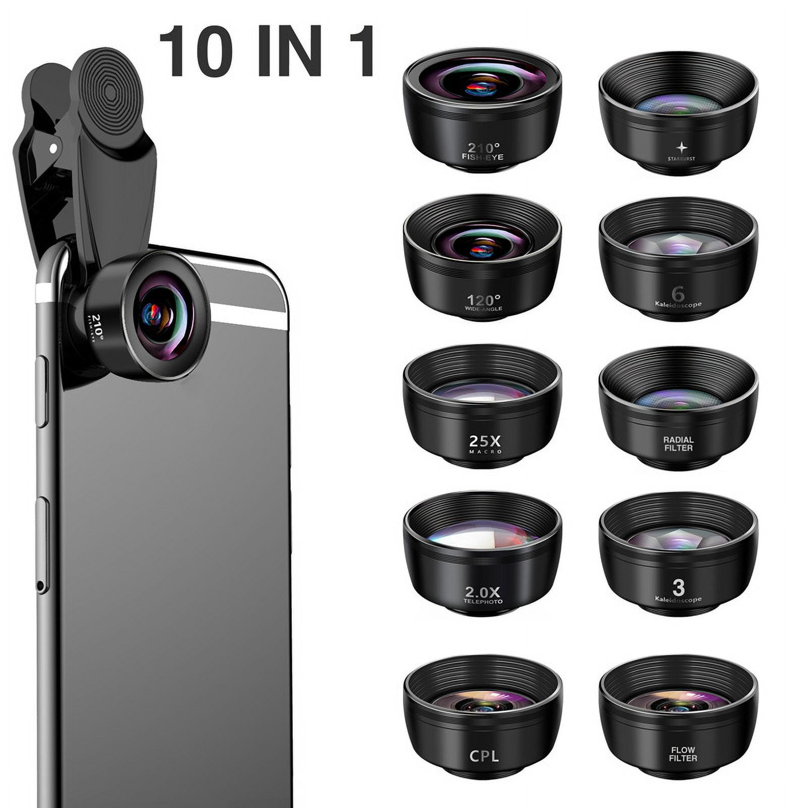 Kit Obiettivo 7 In 1 Per Smartphone - Grandangolo, FishEye, Macro, Telephoto, Filtri ND/CPL/Stella, Per IPhone E Android - Foto 4