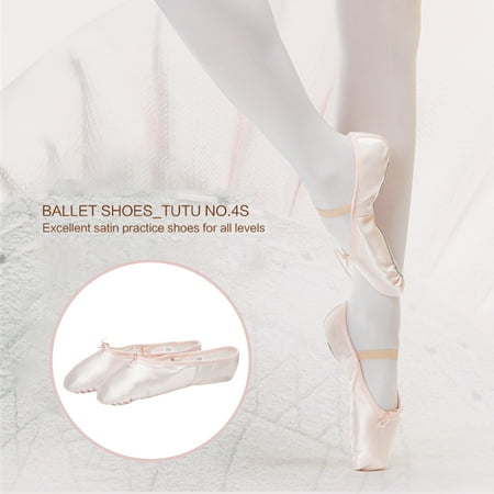 

SunSunrise 1 Pair Ballet Pointe Slippers Anti-slip Soft Cowhide Ribbon Professional Ballet Dance Shoes for Girls