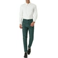 thumbnail image 2 of INSPIRE CHIC Men's Plaid Slim Fit Flat Front Dress Pants with Pockets 34 Dark Green, 2 of 7
