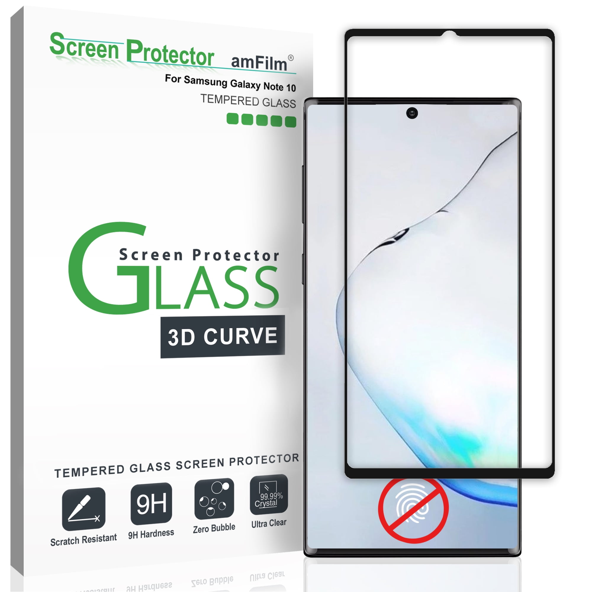 amFilm Galaxy Note 10 Screen Protector (2019) Full Cover Tempered
