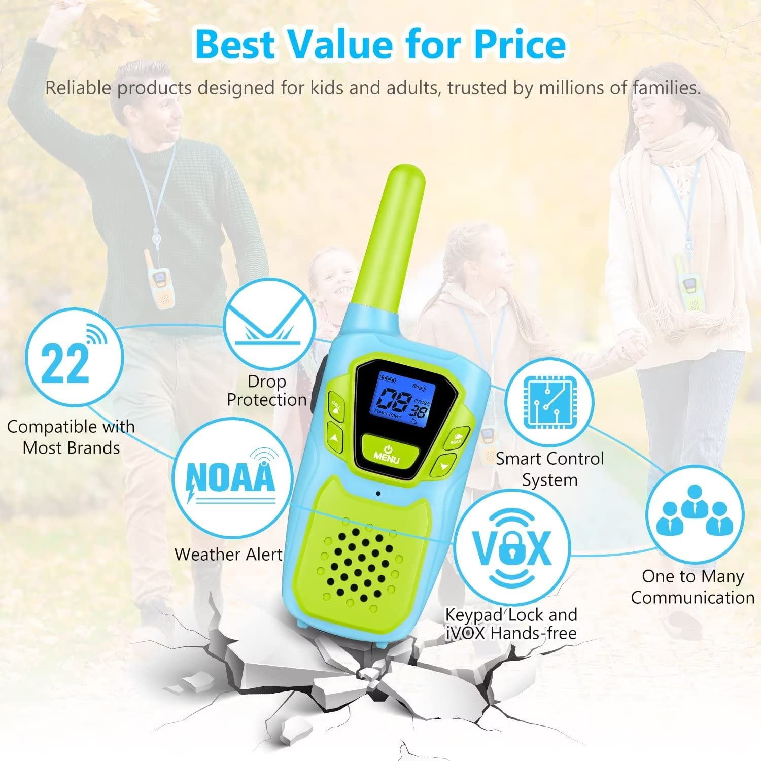 Walkie Talkies Long Range Walkie Talkies Pack Walkie Talkies for Kids Rechargeable  Way Radios for Adults Family Hiking Camping Adventure, Toys for Boys  Girls Age 10 11 12 Year Old