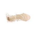 thumbnail image 4 of BLISSFUL STEP Valentine's Women's Shoes Open Toe Lace Up Block Heel Strappy Heels Beige 7, 4 of 8