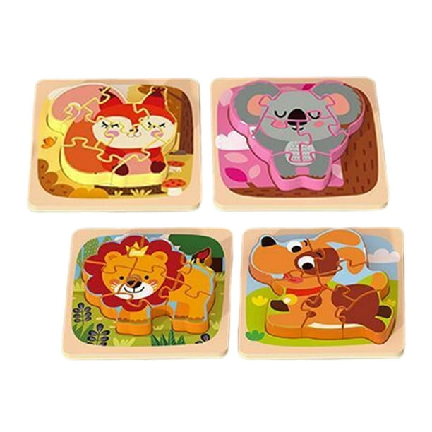 Rompecabezas Montessori de madera de 4 piezas para actividades de aprendizaje de educación temprana Animal Estilo C