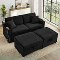 thumbnail image 3 of Muumblus Loveseat Sectional Sofa with 2 Storage Ottomans, Modular Cloud Couch with 2 Side Tables & USB, Plush Double Chaise Lounge Sofa Bed Indoor, Black Corduroy, 3 of 12