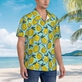 thumbnail image 2 of KLL Men's Hawaiian Shirt Short Sleeve Button Down Beach Shirts-Lemon, 2 of 5