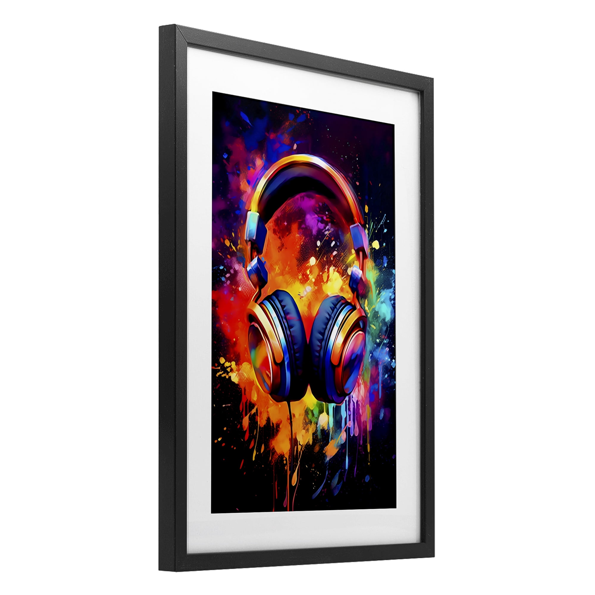 Stupell Industries Musical Color Pop Splash Black Framed Print Under Glass, design by Creative Studio