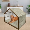 thumbnail image 2 of Fruits Pet House, Summer Vibes with Strawberry Branch Garden Leaf Nature Joyful Season Print, Outdoor & Indoor Portable Dog Kennel with Pillow and Cover, 5 Sizes, Red Fern Green White, by Ambesonne, 2 of 4