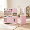 thumbnail image 5 of Aukfa Kids Play Kitchen Playset, Wooden Toddler Kitchen with Pretend Ice Maker & Capsule Coffee Maker for Kids Girls Boys, Pink, 5 of 7