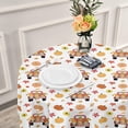 thumbnail image 6 of GZHJMY Cute Gnomes Red Truck Round Tablecloth 60inch Indoor Wrinkle Free, Autumn Pumpkins Circular Lace Table Cover Washable for Kitchen Party BBQ Dining Decor Home Decor, 6 of 7