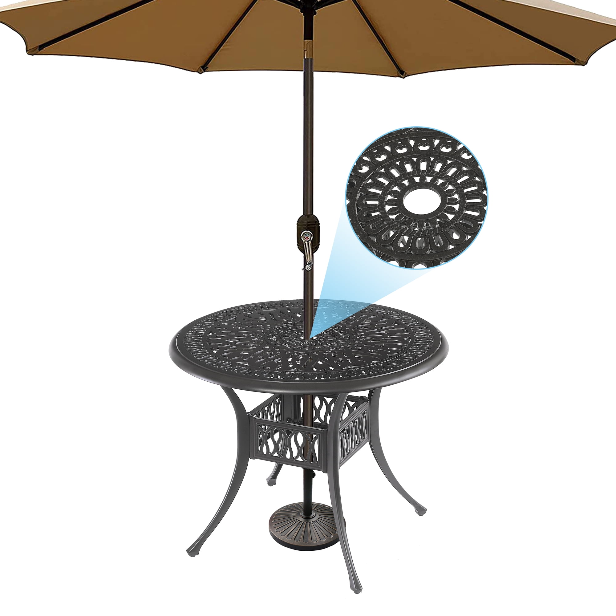 Kadyn 5PCS Outdoor Furniture Dining Table Set, All-Weather Cast Aluminum Patio Furniturev with 1 Round Table, 4 Chairs and Umbrella Hole, Outside Patio Table and Chairs for Patio Garden Deck, Black Kadyn 5PCS Outdoor Furniture Dining Table Set, All-Weather Cast Aluminum Patio Furniturev with 1 Round Table, 4 Chairs and Umbrella Hole, Outside Patio Table and Chairs for Patio Garden Deck, Black