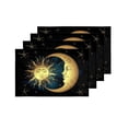thumbnail image 4 of MKHERT Antique Boho Decor Golden Sun Moon and Stars Over Blue Sky Placemats Table Mats for Dining Room Kitchen Table Decoration 12x18 inch,Set of 4, 4 of 4