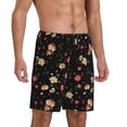 thumbnail image 2 of Rateoe Red White Flowers Print Men's Lounge Shorts – Soft & Breathable Pajama Bottoms with Pockets, Elastic Waistband, Lightweight Sleepwear for Nightwear & Loungewear-4X-Large, 2 of 6