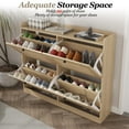 thumbnail image 4 of Huisuilinss Shoe Storage Cabinet With 4 Flip Drawers,Narrow Shoe Cabinet,Freestanding Hidden Shoe Rack Organizer With Open Storage,Wooden Legs For Hallway Bedroom Living Room Entryway, 4 of 7