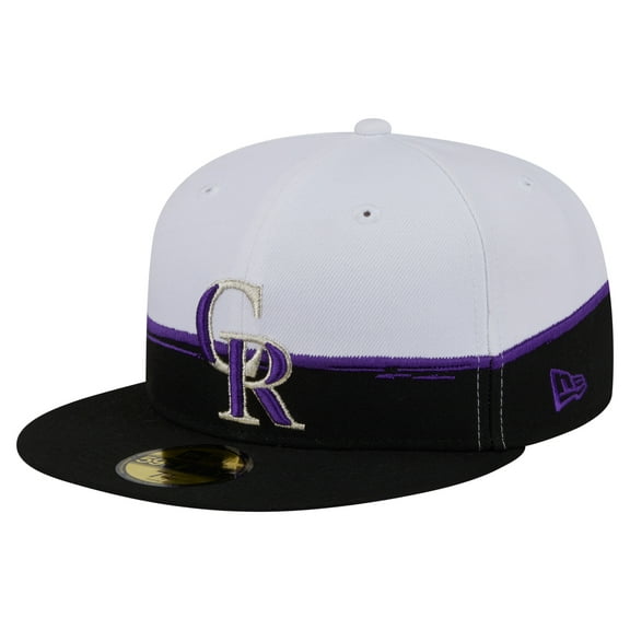 Men's New Era Black/White Colorado Rockies Paint Stroke 59FIFTY-Fitted Hat