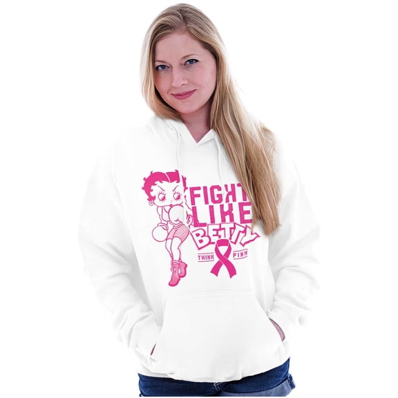 Breast Cancer Fight Like Betty Boop Women Plus Size Hoodie Brisco Brands 2X