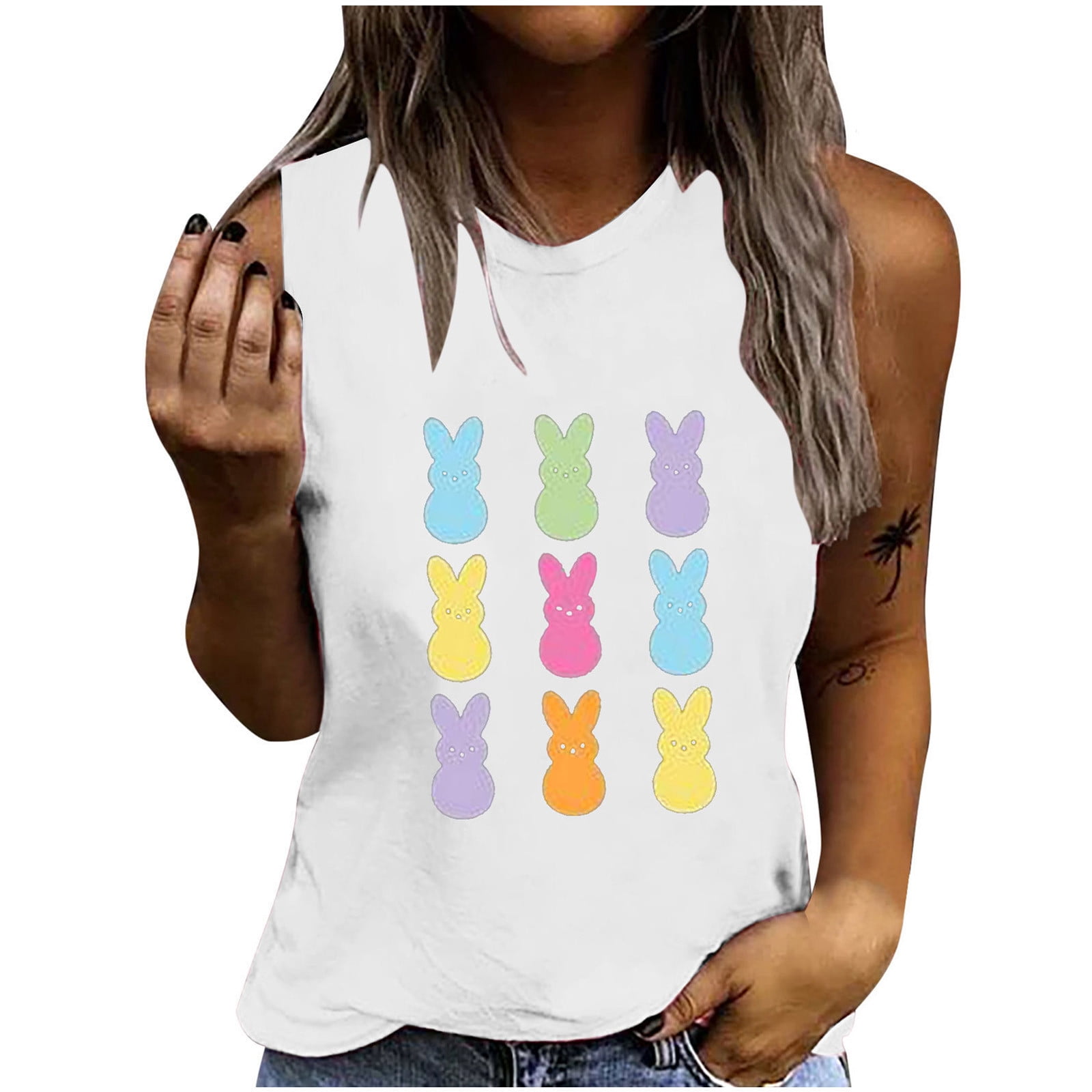 Uscallm Crew Neck Tanks for Women Plus 