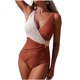 thumbnail image 2 of Traje de baño de una pieza para mujer, traje de baño de color liso con tirantes, cómodo, bikini, traje de baño de moda playera para mujer, trajes de baño de una pieza para mujer, trajes de baño para m, 2 of 9