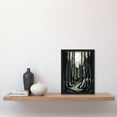 thumbnail image 2 of Full Moon Night at Pine Forest Landscape Linocut Artwork Framed Wall Art Print A4, 2 of 4