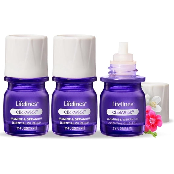 Lifelines ClickWick Essential Oil Blends for Lifelines Diffusers, 3-Pack in Bloom Set - Essential Oil Blend Refill for Candle, Plant & Shower Aromatherapy Diffuser - Fragrance for Diffusers