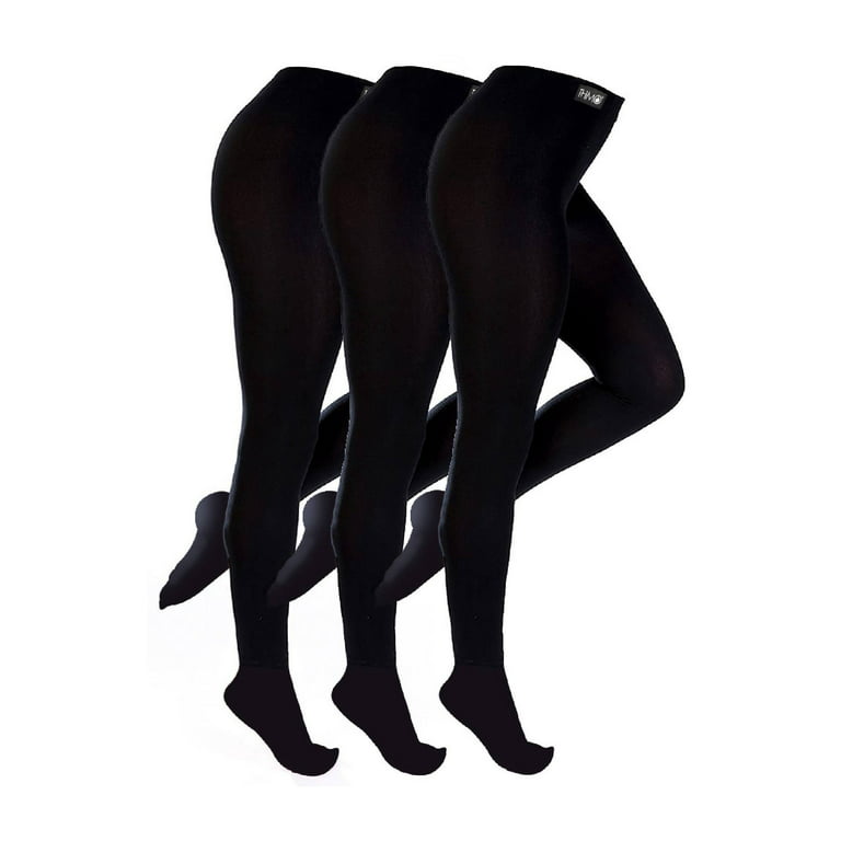 3 Pair Multipack Ladies Thermal Tights | THMO | Black Winter Fleece Lined  Tights for Women
