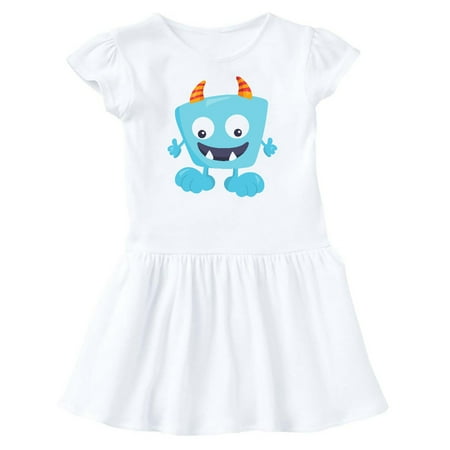 

Inktastic Cute Monster Little Monster Blue Monster Horns Gift Baby Girl Dress