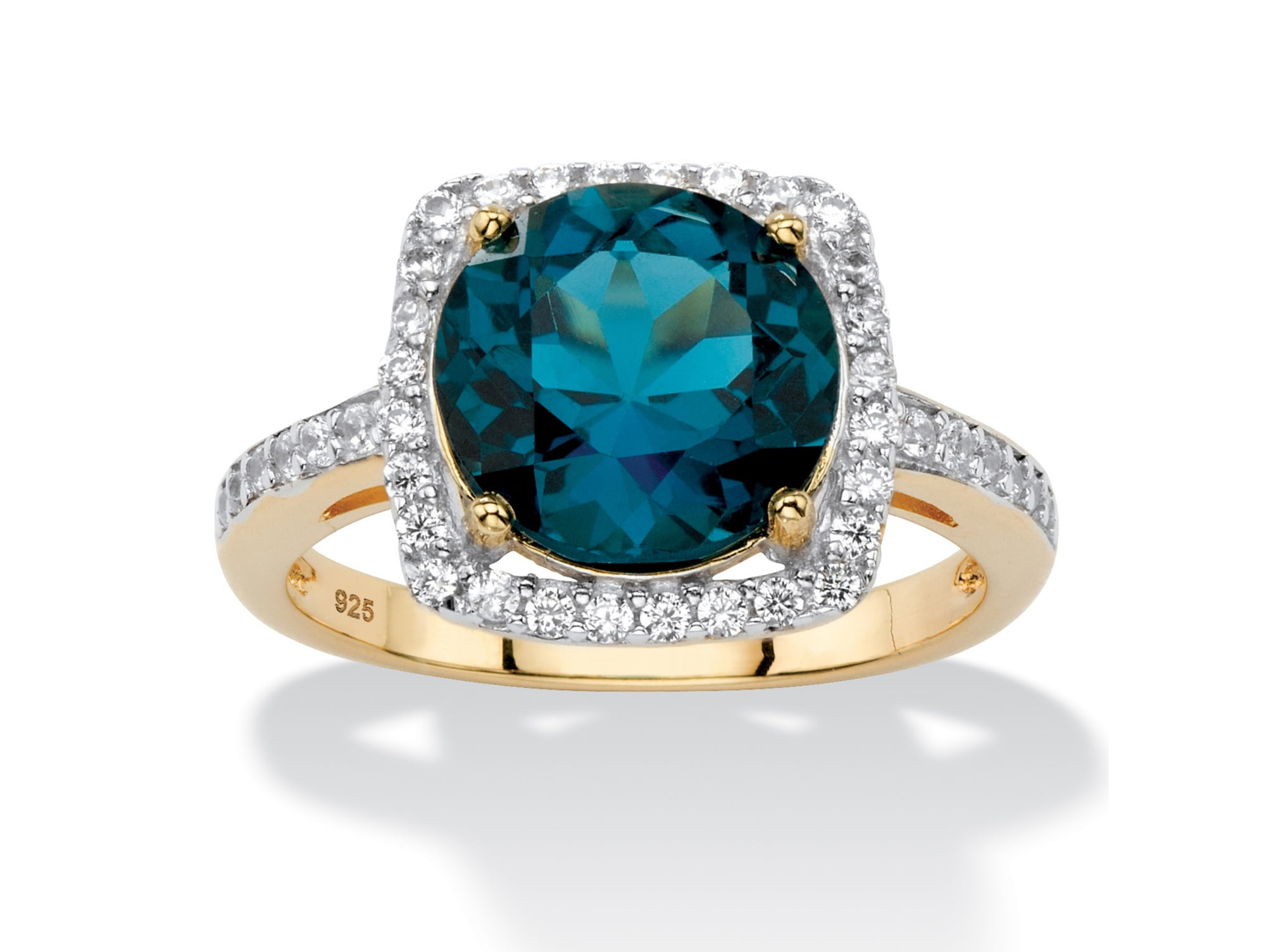 Petite 3-Stone Genuine London Blue Topaz White Gold Plated 925 Sterling Silver Promise Ring