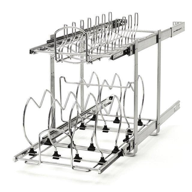 Rev-A-Shelf 5CW2-1222-CR 12 Inch 2 Tier Cookware Cabinet Organizer, Chrome