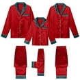 thumbnail image 2 of Jkety Christmas Pajamas Family Matching Button Down Pajamas Pjs Silk Satin Long Sleeve Shirt Long Pants Set Sleepwear 2 Pcs Outfits Loungewear, 2 of 7