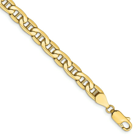 14kt Yellow Gold 5.5mm Link Anchor Bracelet Chain 8 Inch Fine Jewelry For Women Gift