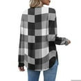 thumbnail image 4 of Stichou Womens Long Sleeve Shirts with Pocket Plaid Button Down Henley Shirts Dressy Casual Loose Fall Winter Ladies Tops and Blouses Gray M, 4 of 4