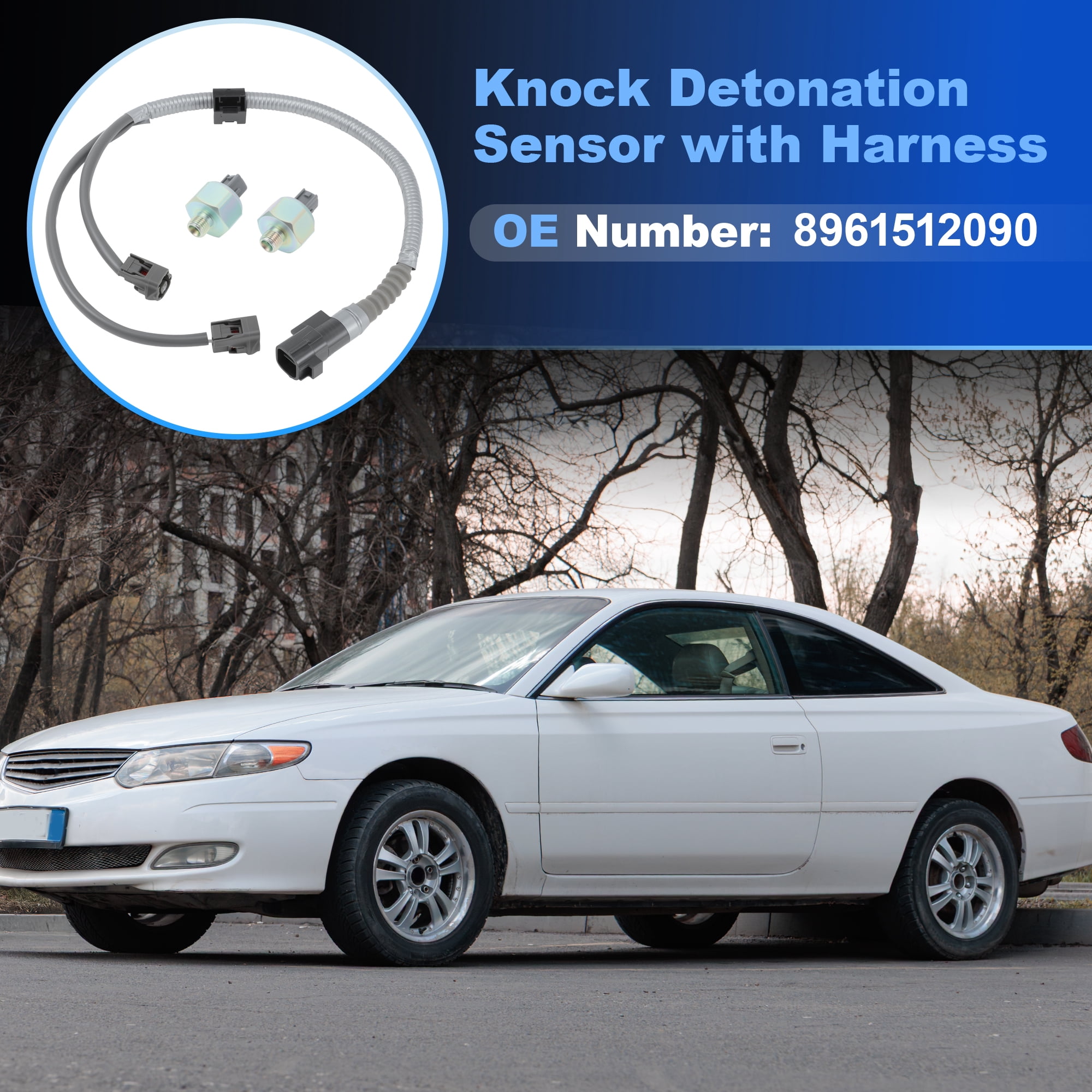 Unique Bargains 1Set 8961512090 Knock Sensor with Harness Set for Lexus ES300 RX300 2000-2003 for Toyota Avalon Camry Highlander Sienna Solara Celica