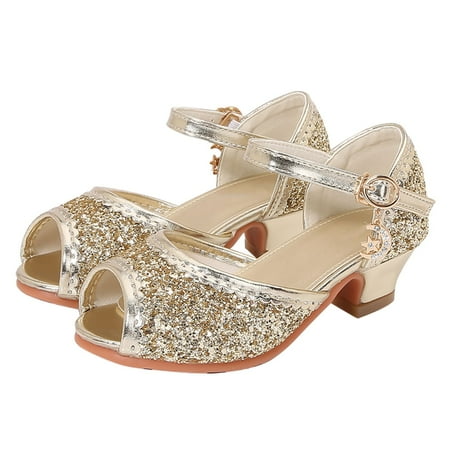 

Girls Sandals Girls Sandals Closed Toe Heels Wedding Party Shoes Sequins Bow For Toddler