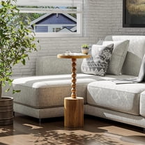 LONYKE Rustic Wood Drink Table, Round Martini Table Farmhouse Pedestal End Table with Base for Small Space Living Room, Bedroom, Natural Wood