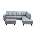 thumbnail image 3 of Aukfa Sectional Sofa, 103" Living Room Couch w/ Storage Ottoman, Right Facing Chaise, Linen, Gray, 3 of 10