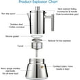 thumbnail image 3 of Diego Stovetop Espresso Maker with 2pcs Stainless Steel Cups, Silver Moka Pot for Gas Induction Electric, 3 of 8