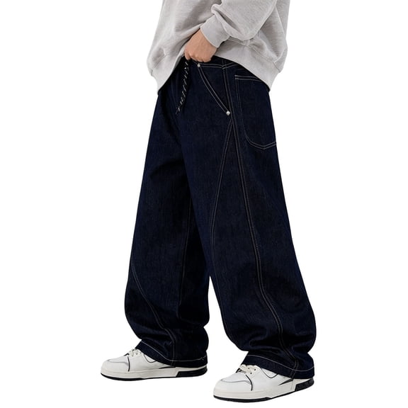 UACY Boys Baggy Jeans Vintage Straight Wide Leg Denim Pants Teen High Waisted Y2K Loose Preppy Trousers (A, 12-14 Years)