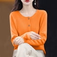 thumbnail image 4 of Ayolanni Soft Knit Cardigan Sweaters for Women Long Sleeve Orange Lightweight Cardigan Loose Button Down Crew Neck Coat XL, 4 of 5