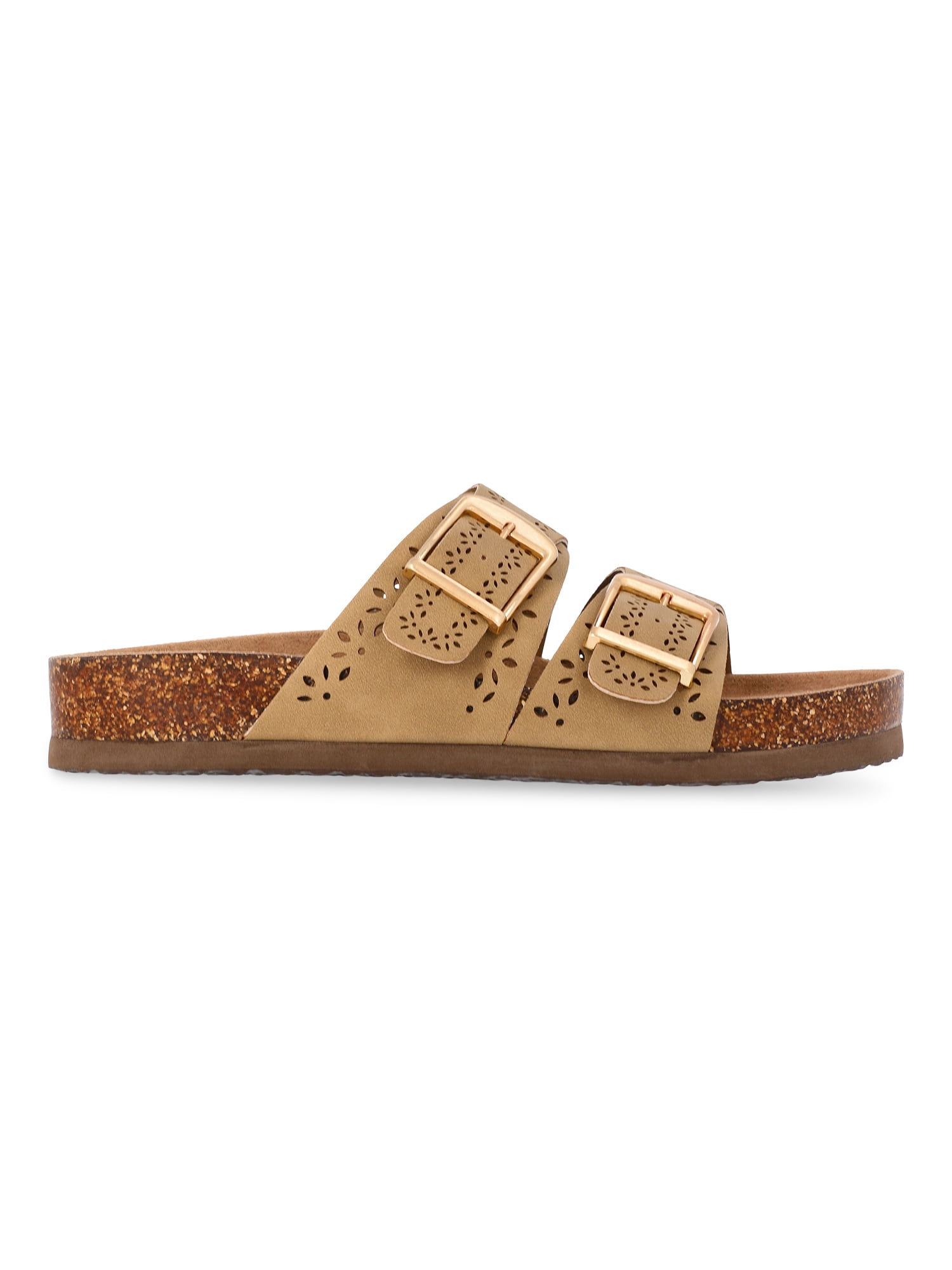 Time and Tru Women's Footbed Slide Sandals, Wide Width Available