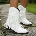 thumbnail image 2 of Mepaouo Fringe Cowboy Boots for Women Tassel Western Ankle Booties Cowgirls Wide Mid Calf Dress Boot, 2 of 5