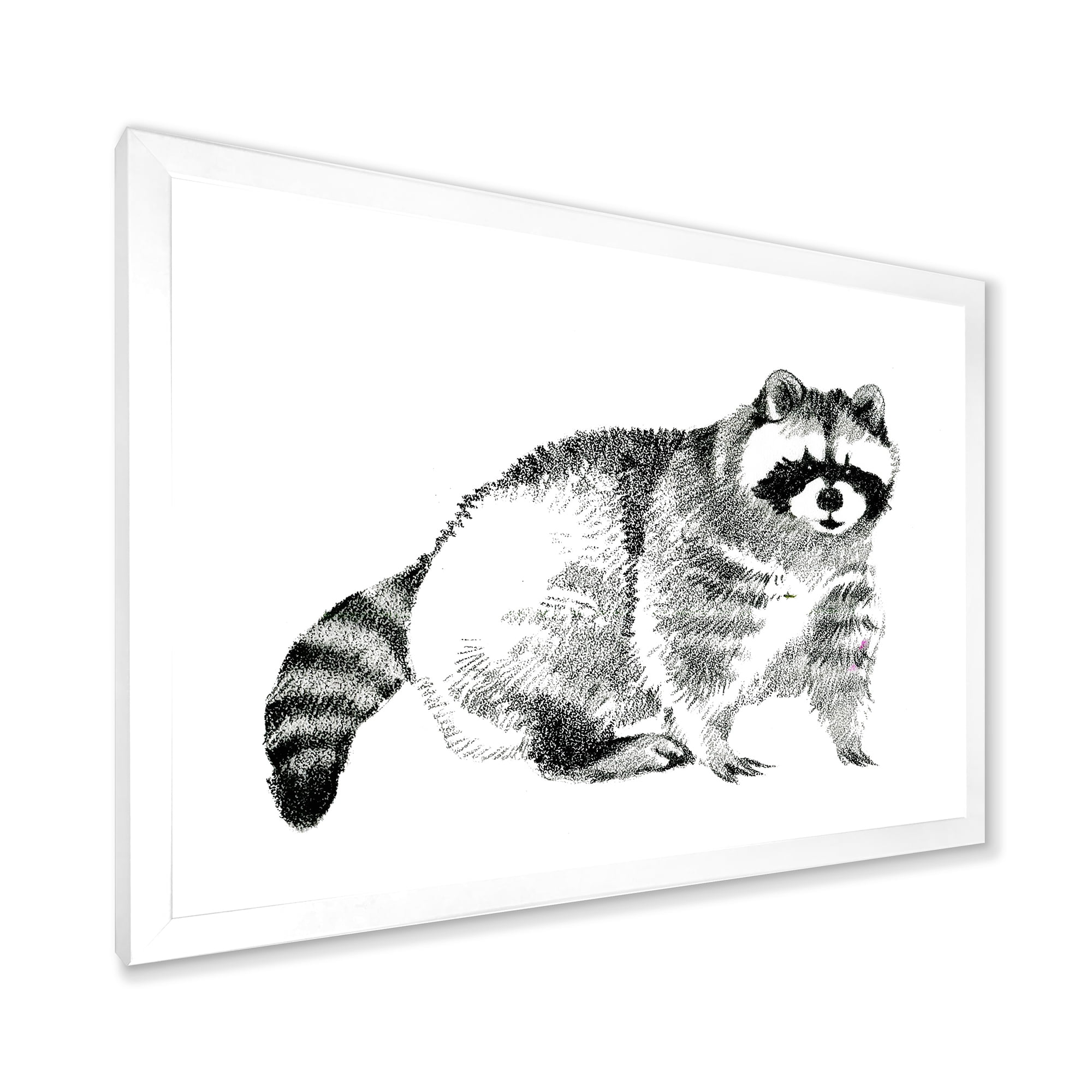 Designart 'Black and White Portrait Of Raccoon' Farmhouse Framed Art Print