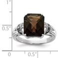 thumbnail image 2 of Primal Silver Sterling Silver Rhodium-plated Checker-cut Smoky Quartz and Diamond Ring, 2 of 4