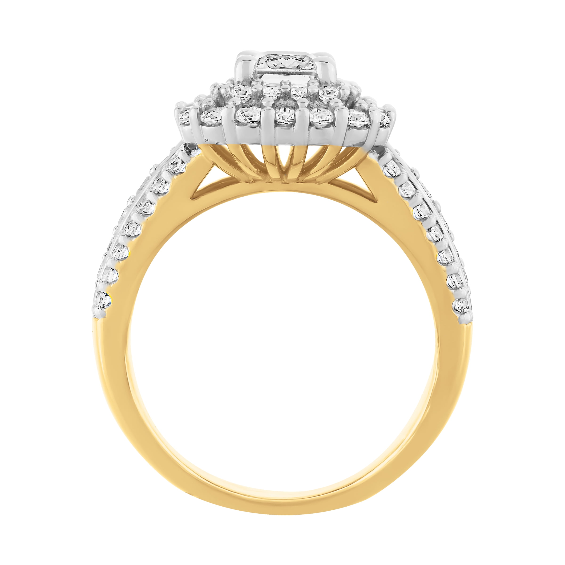 Keepsake 14K Yellow Gold Plated Sterling Silver Created White Sapphire Women's Engagement Ring