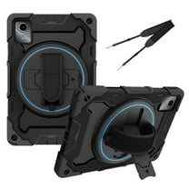 XYX 3in1 Rotating Stand Case for Lenovo Tab M11 11 inch TB-330FU/TB-330XU with Hand/Shoulder Strap, Shockproof Rugged, Black