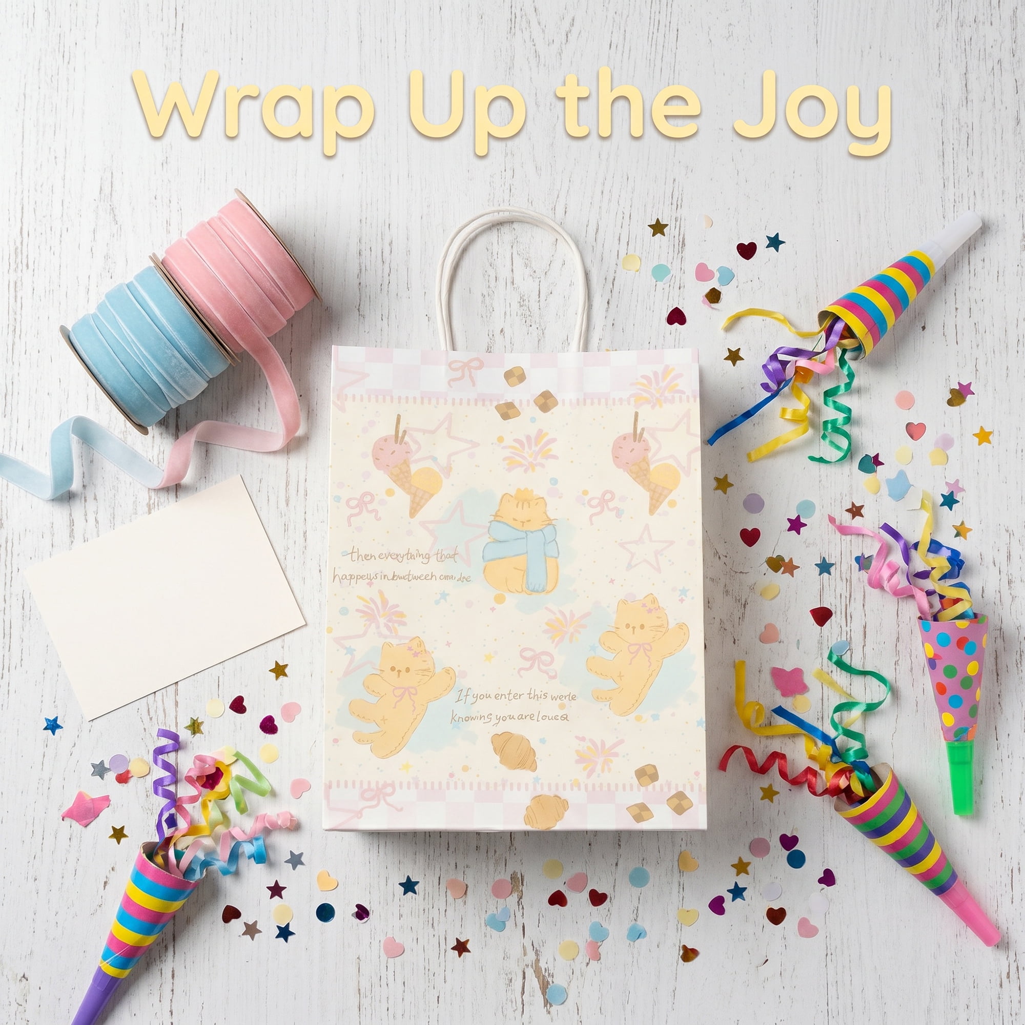 Unique Bargains 6Pcs Thick Cartoon Paper Gift Bags with Handles Bear 8.3" x 4.3" x 10.6"